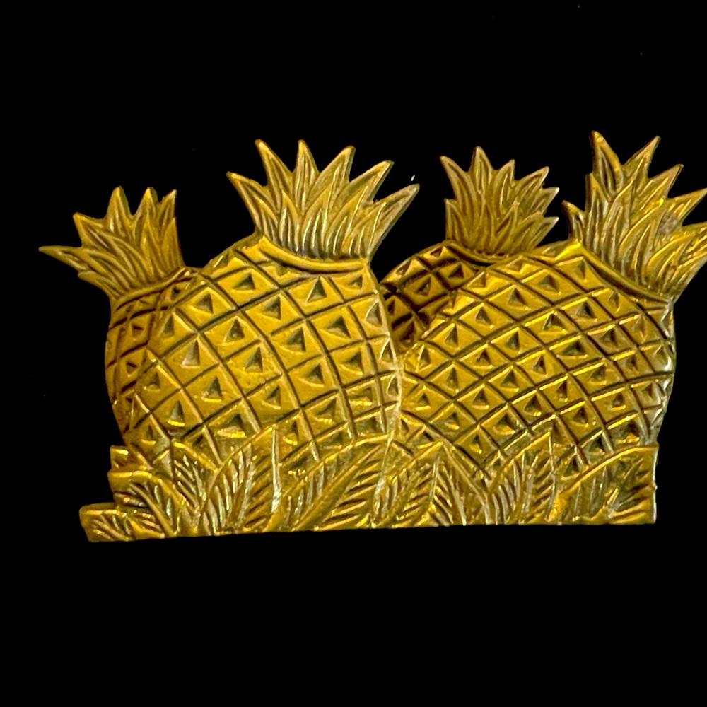 Vintage Brass napkin or letter holder with pineapples made by Andrea by Sadek.
